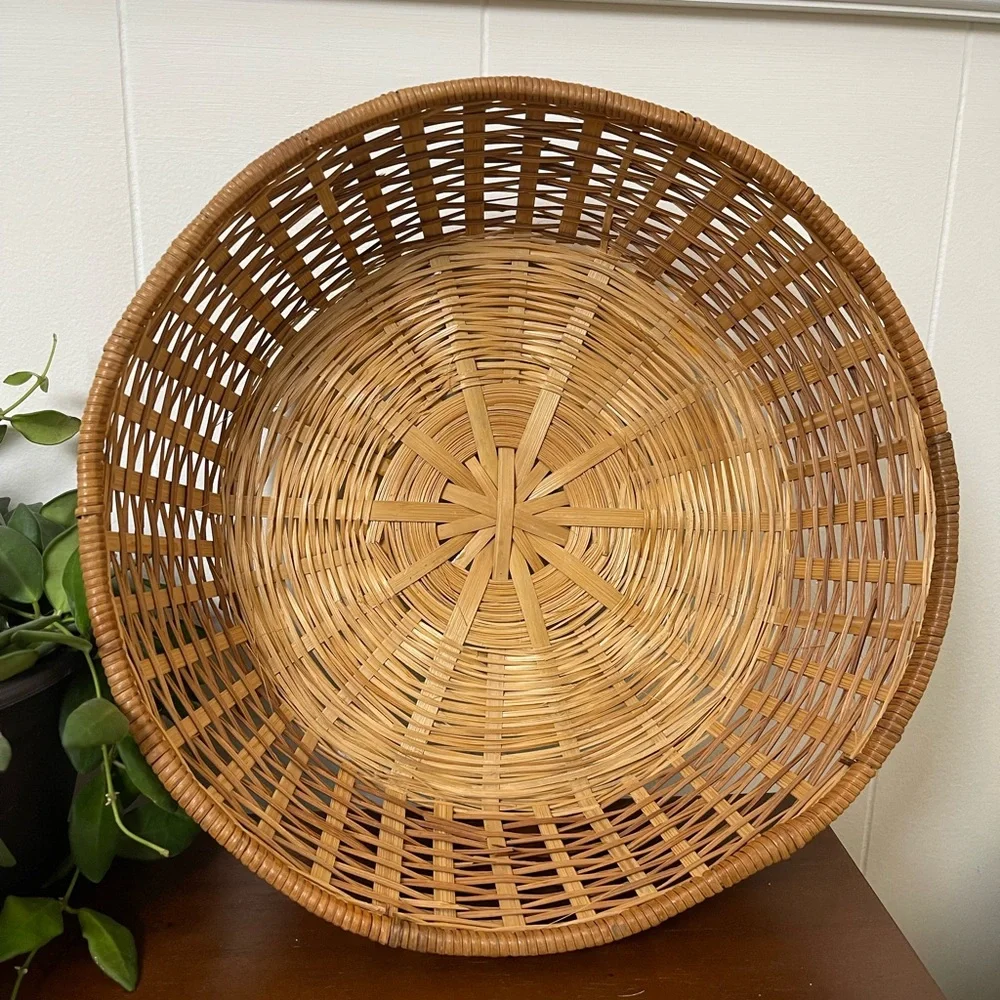 Woven Basket brown‎ bohemian granny plant storage fruit basket